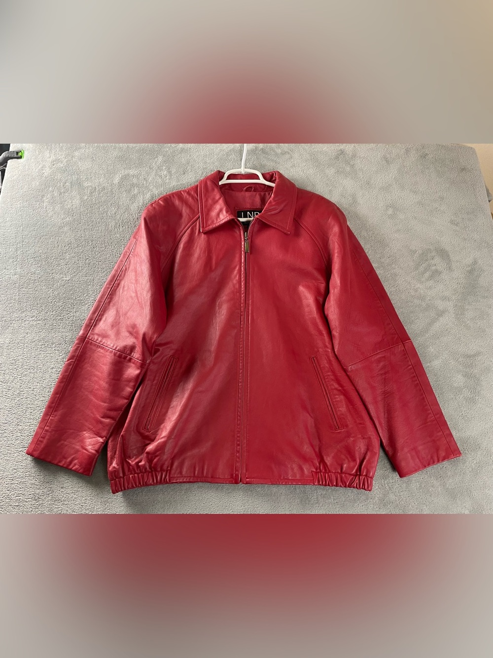 Mens Red Soft Leather Jacket Large Fits Close To Medium Zip Front LNR Nordstrom